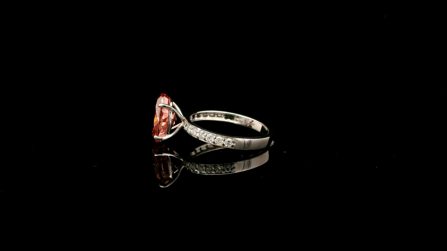 3.39 Carats Pink Lab Grown Diamond 14K Gold Ring