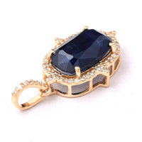3.95 Ct Cushion Mixed Cut Natural Sapphire 14K Gold Pendant