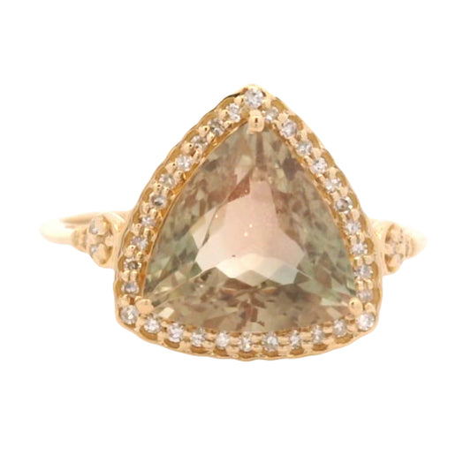 2.97 Ct Trillion Oregon Sunstone 14K Gold Ring