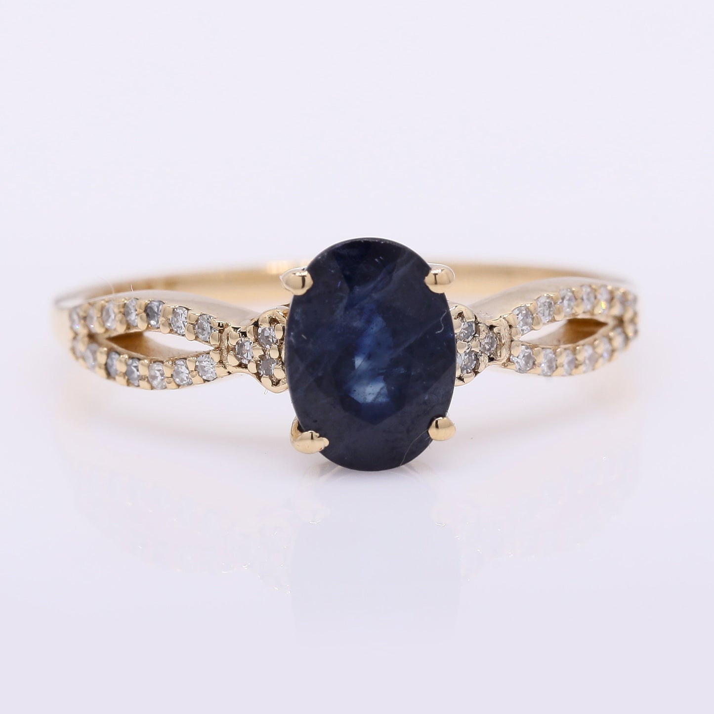 1.86 Ct Oval Mixed Cut Natural Sapphire 14K Gold Ring