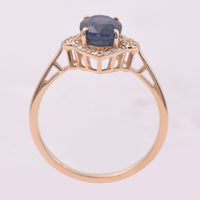 2.43 Ct Oval Mixed Cut Natural Sapphire 14K Gold Ring