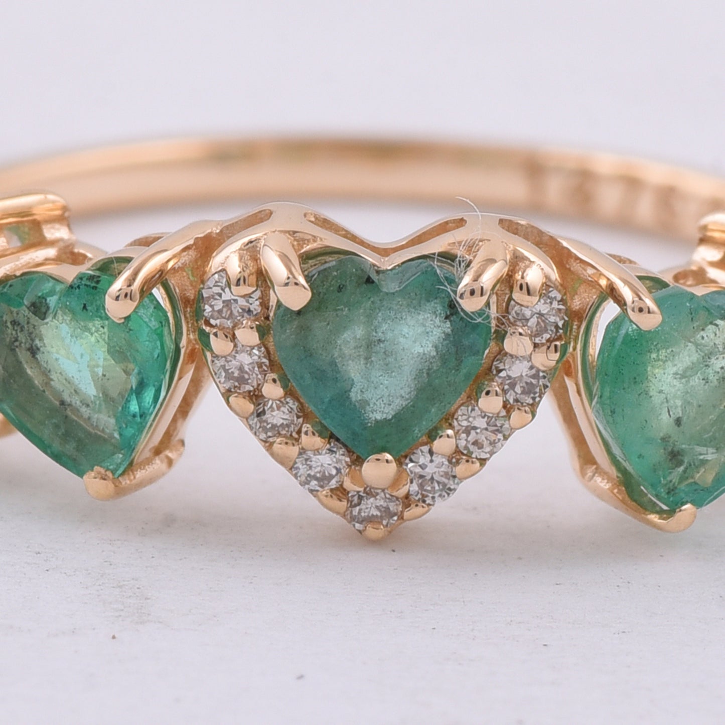 1.07 Ct Heart Natural Emerald 14K Gold Ring