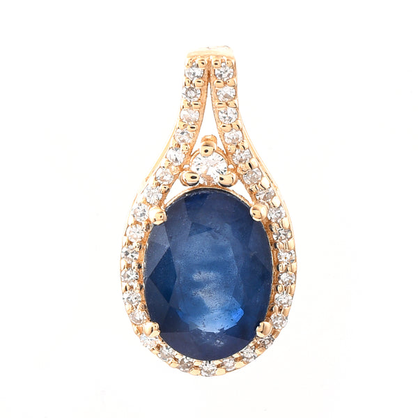 1.80 Ct Oval Mixed Cut Natural Sapphire 14K Gold Pendant