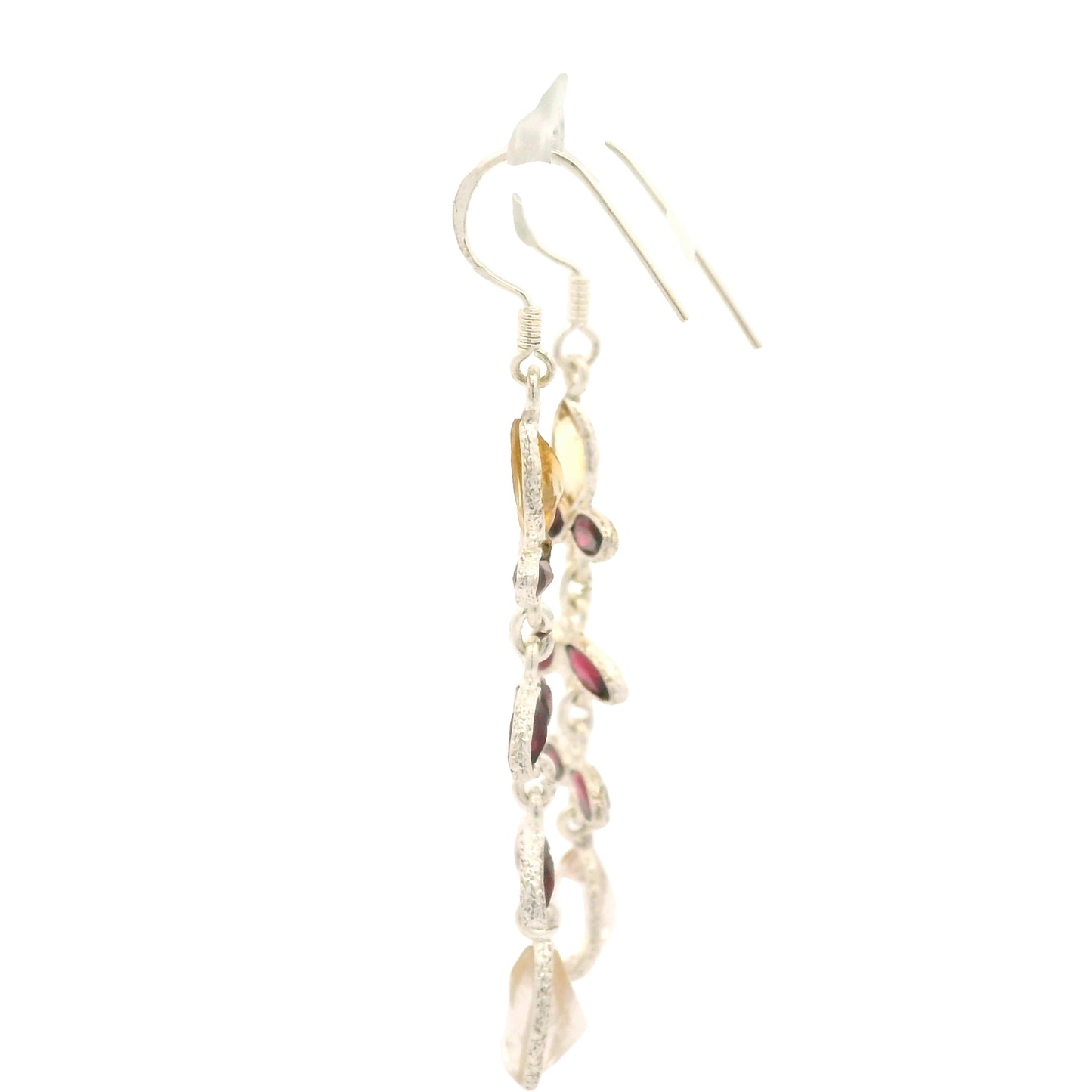 11.80 Ct Rose Quartz, Citrine 925 Sterling Silver Earrings