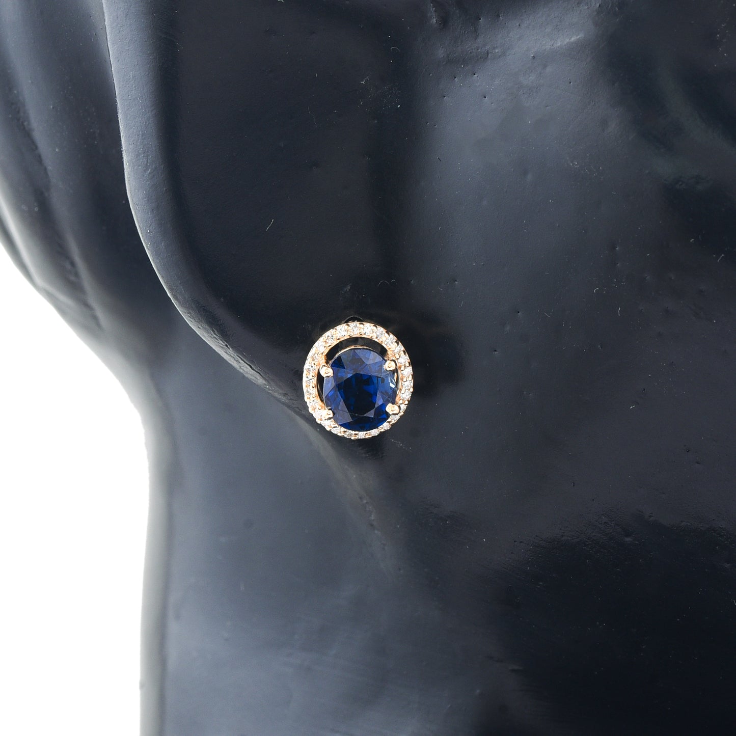3.01 Ct Oval Mixed Cut Natural Sapphire 14K Gold Earrings