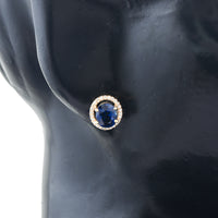 3.01 Ct Oval Mixed Cut Natural Sapphire 14K Gold Earrings