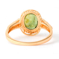 2.38 Ct Oval Mixed Cut Natural Green Sapphire 14K Gold Ring