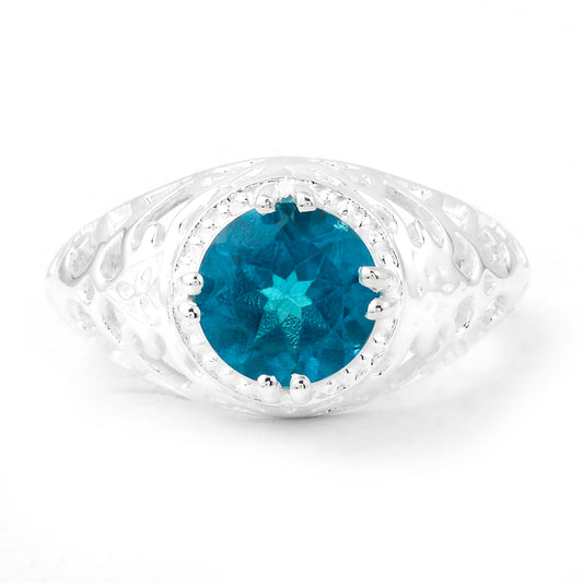2.42 Ct Round Paraiba Topaz 925 Sterling Silver Ring