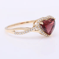 1.78 Ct Heart Mixed Cut Natural Garnet 14K Gold Ring