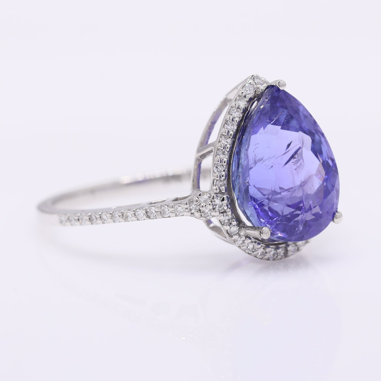 4.54 Ct Pear Mixed Cut Natural Tanzanite 950 Platinum Ring
