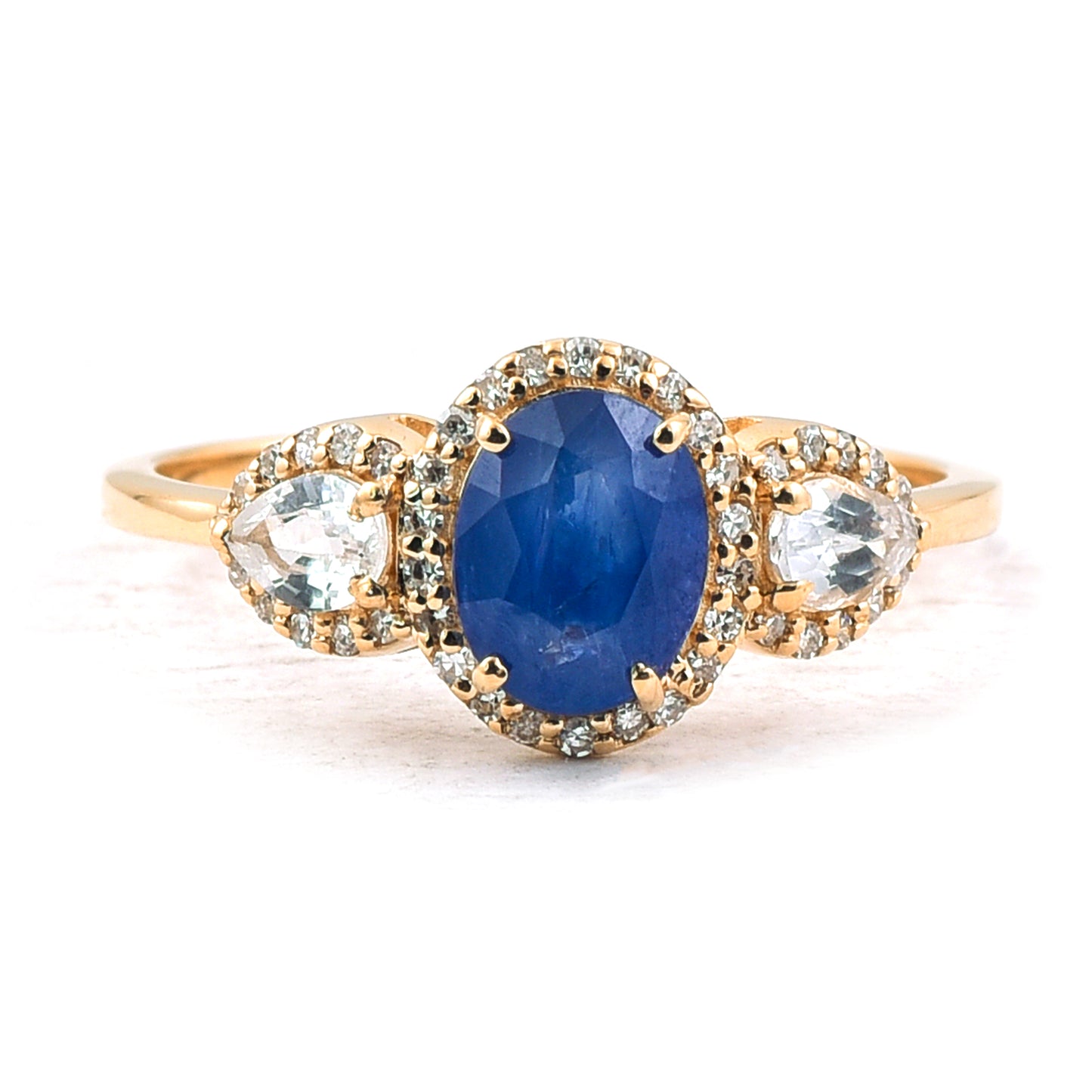 1.93 Ct Oval Mixed Cut Natural Sapphire 14K Gold Ring