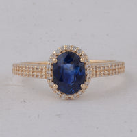 1.59 Ct Oval Sapphire 9K Gold Ring