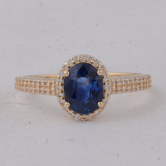 1.59 Ct Oval Sapphire 9K Gold Ring