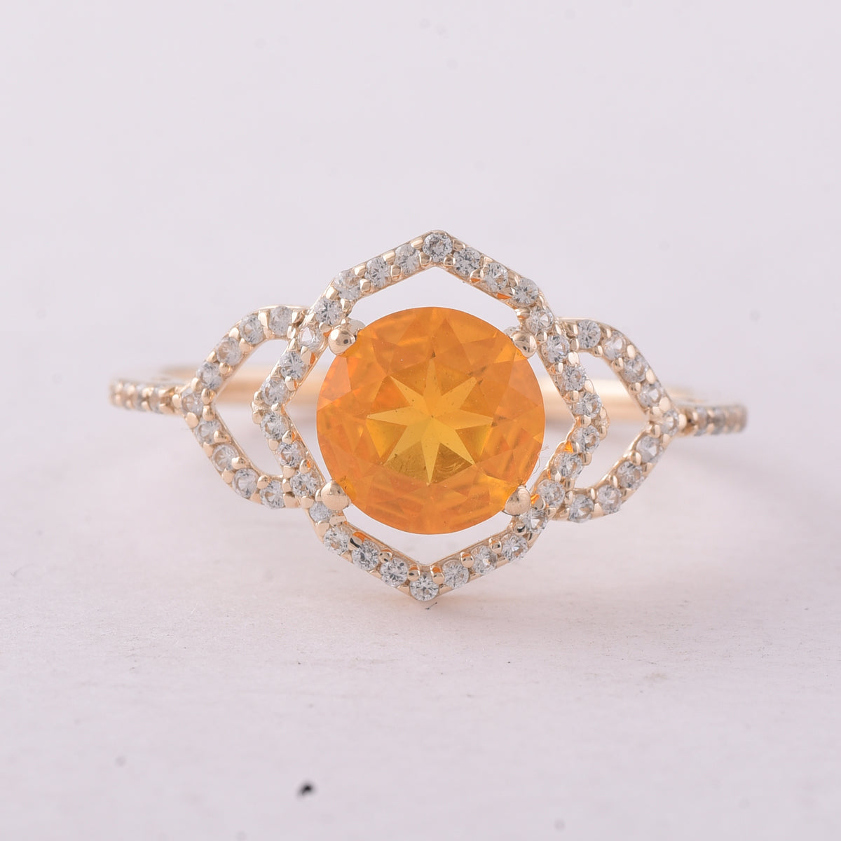 1.03 Ct Round Br.Opal 9K Gold Ring