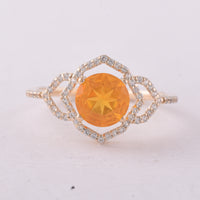 1.03 Ct Round Br.Opal 9K Gold Ring