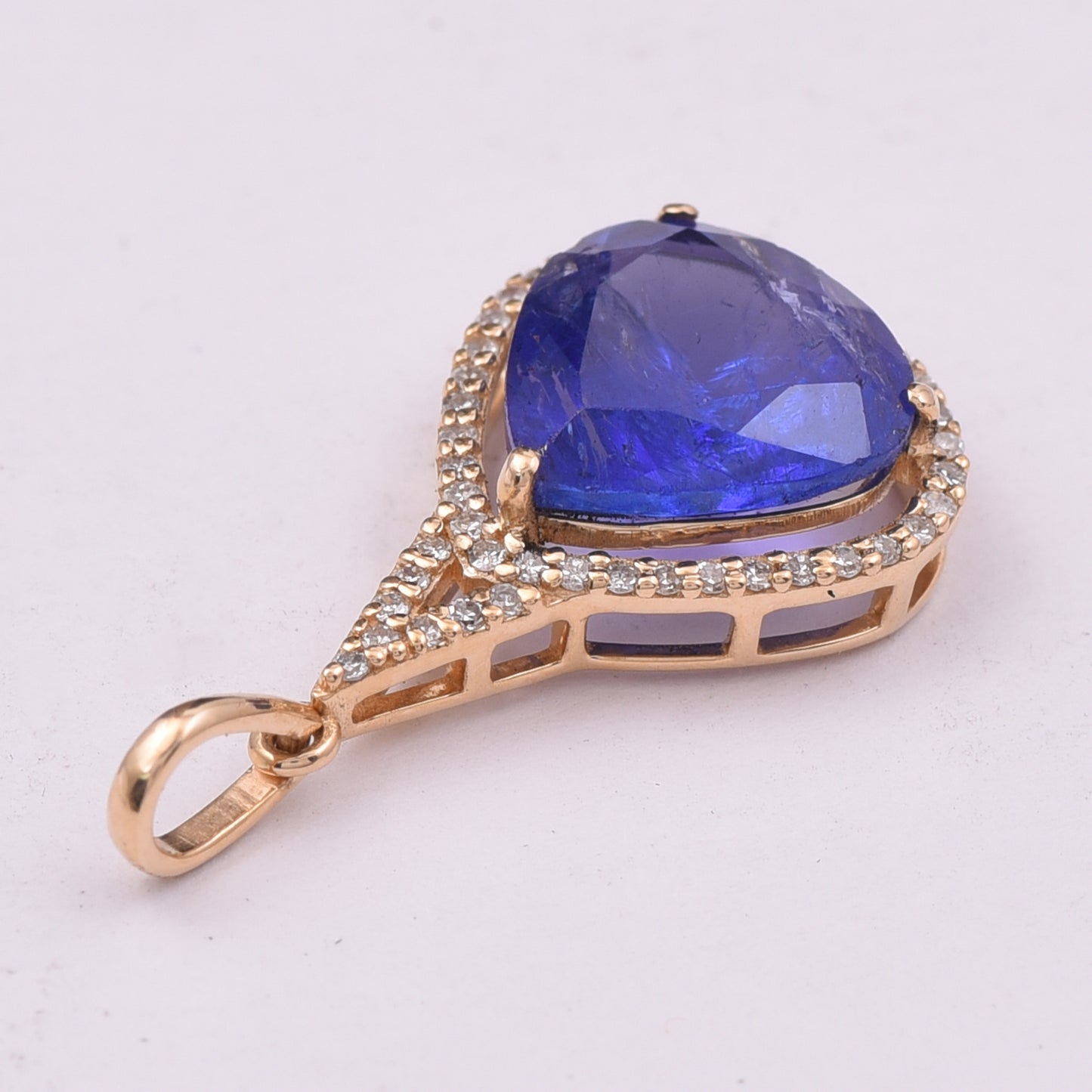 3.51 Ct Pear Mixed Cut Natural Tanzanite 14K Gold Pendant