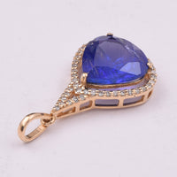 3.51 Ct Pear Mixed Cut Natural Tanzanite 14K Gold Pendant