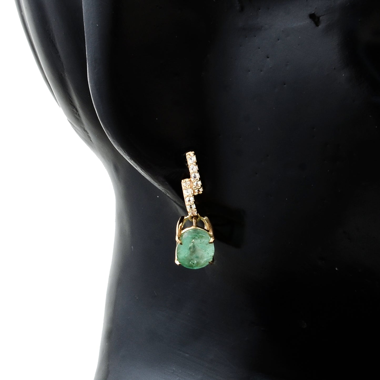3.27 Ct Oval Emerald 14K Gold Earrings