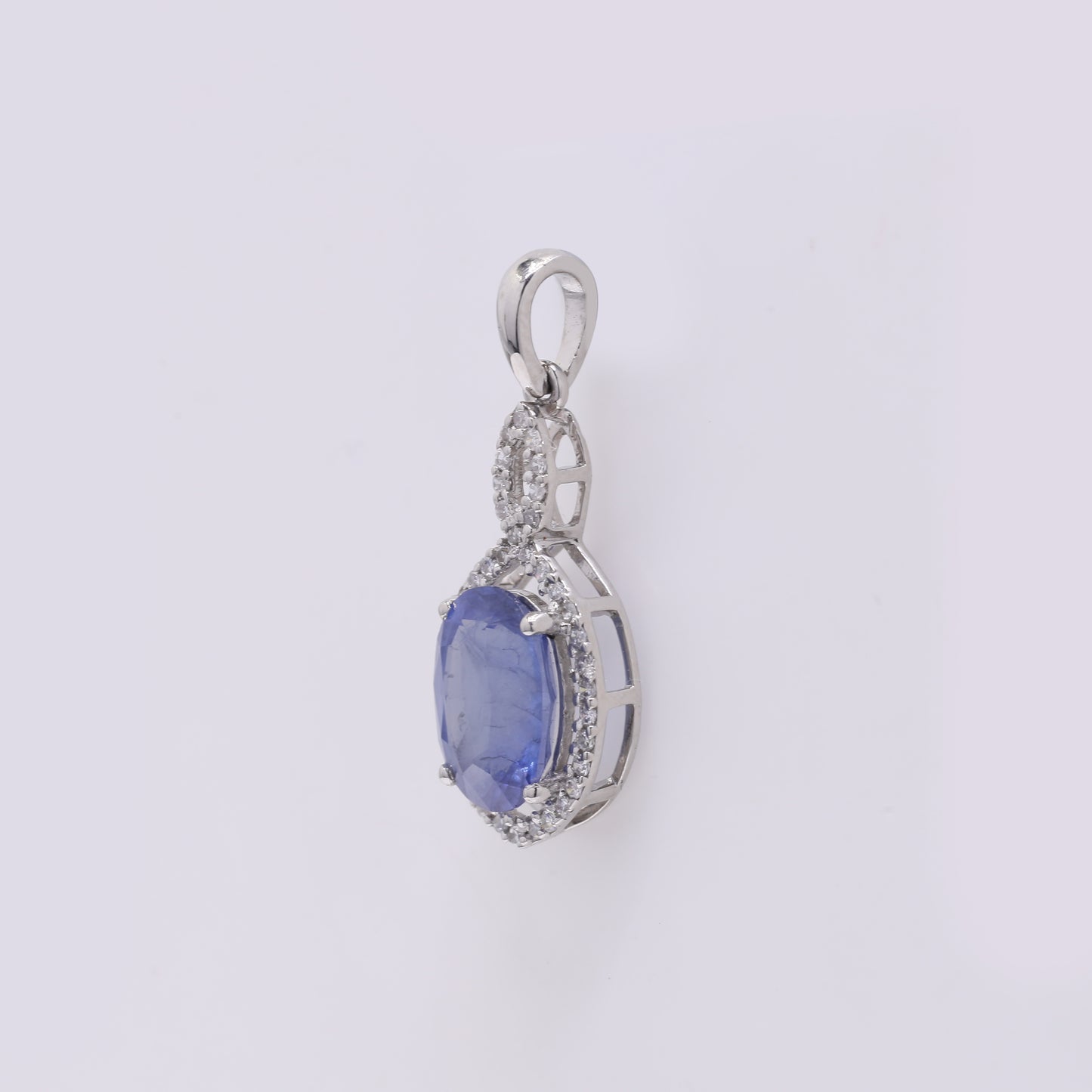 2.20 Ct Oval Mixed Cut Natural Sapphire 950 Platinum Pendant