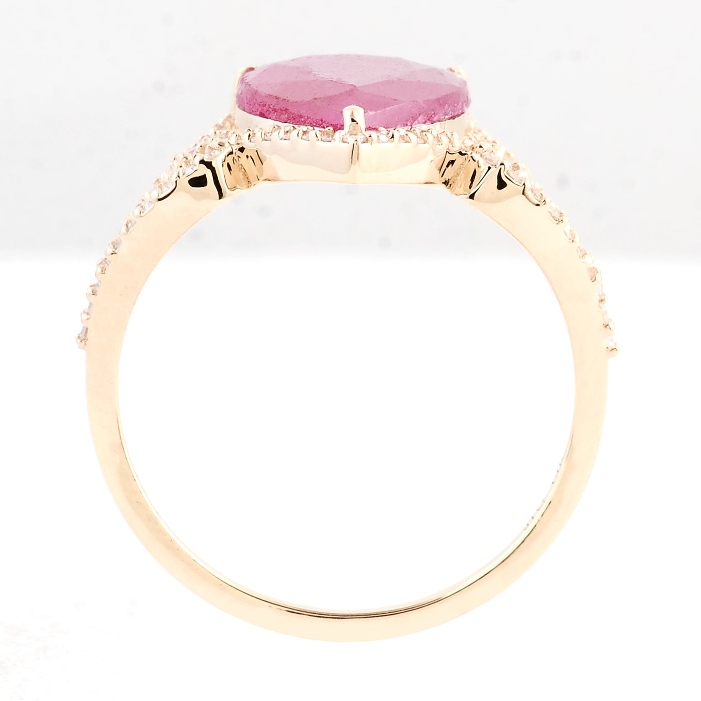 3.08 Ct Pear Mixed Cut Natural Corundum Ruby 14K Gold Ring