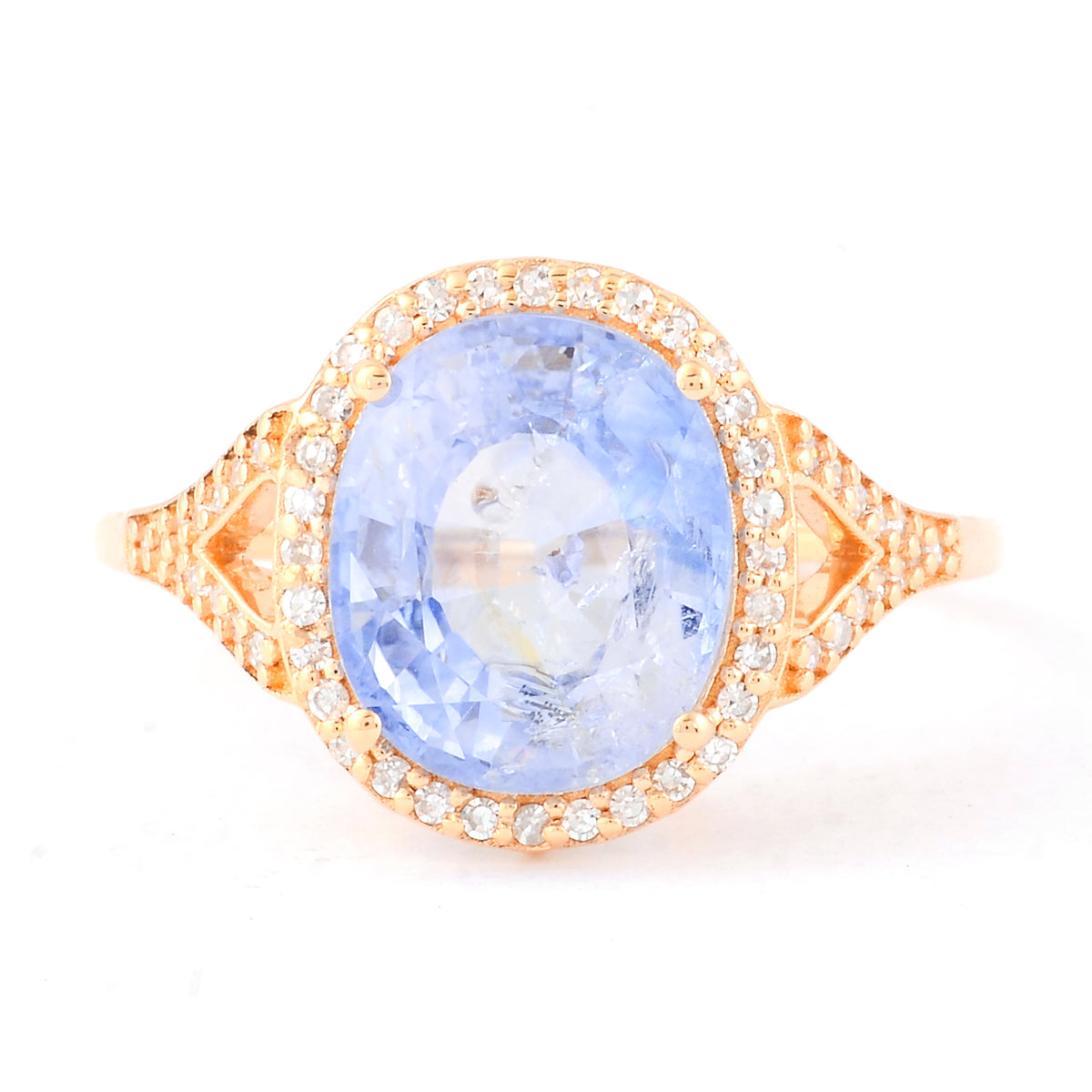 4.68 Ct Oval Mixed Cut Natural Sapphire 14K Gold Ring