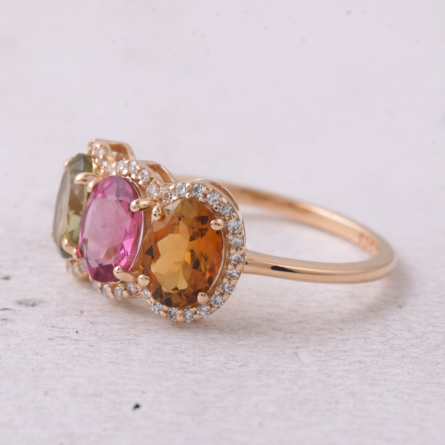 2.29 Ct Oval Natural Multi-Coloured Tourmaline 14K Gold Ring