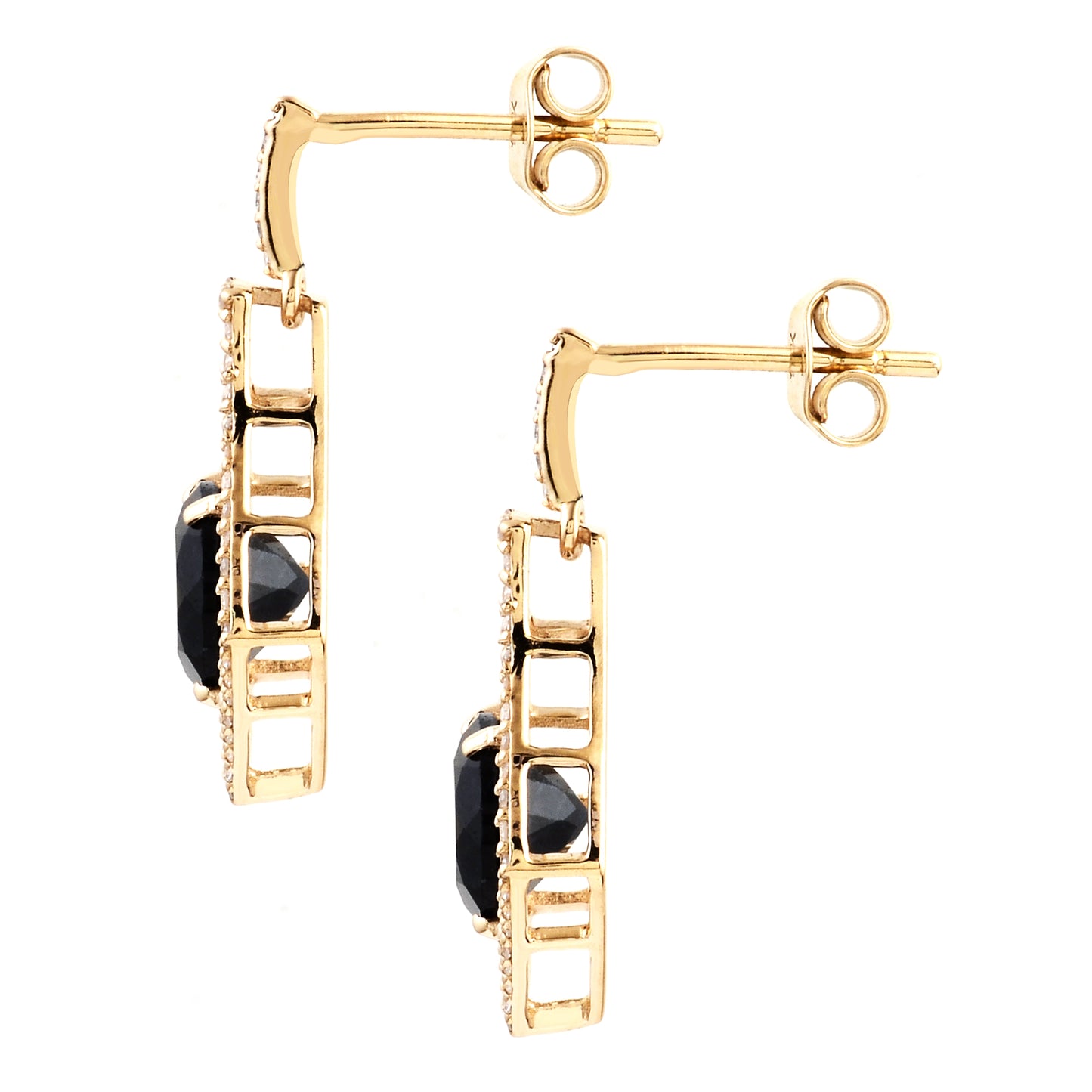 3.44 Ct Round Mixed Cut Natural Corundum Sapphire 14K Gold Earrings