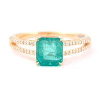 1.92 Ct Octagon Step Cut Natural Emerald 14K Gold Ring