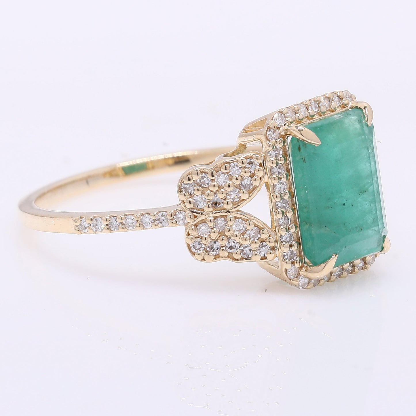 2.42 Ct Octagon Step Cut Natural Emerald 14K Gold Ring