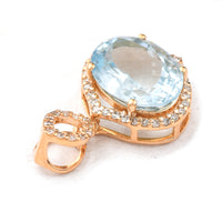 2.39 Ct Oval Mixed Cut Natural Aquamarine 14K Gold Pendant
