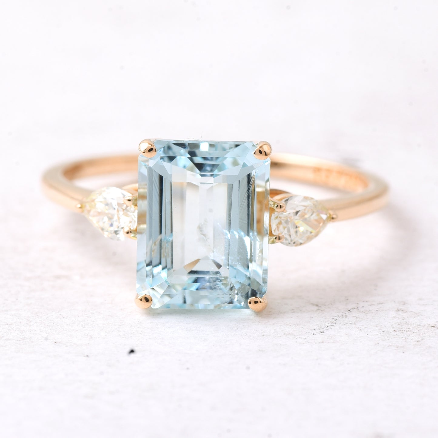 2.48 Ct Octagon Step Cut Natural Aquamarine 14K Gold Ring