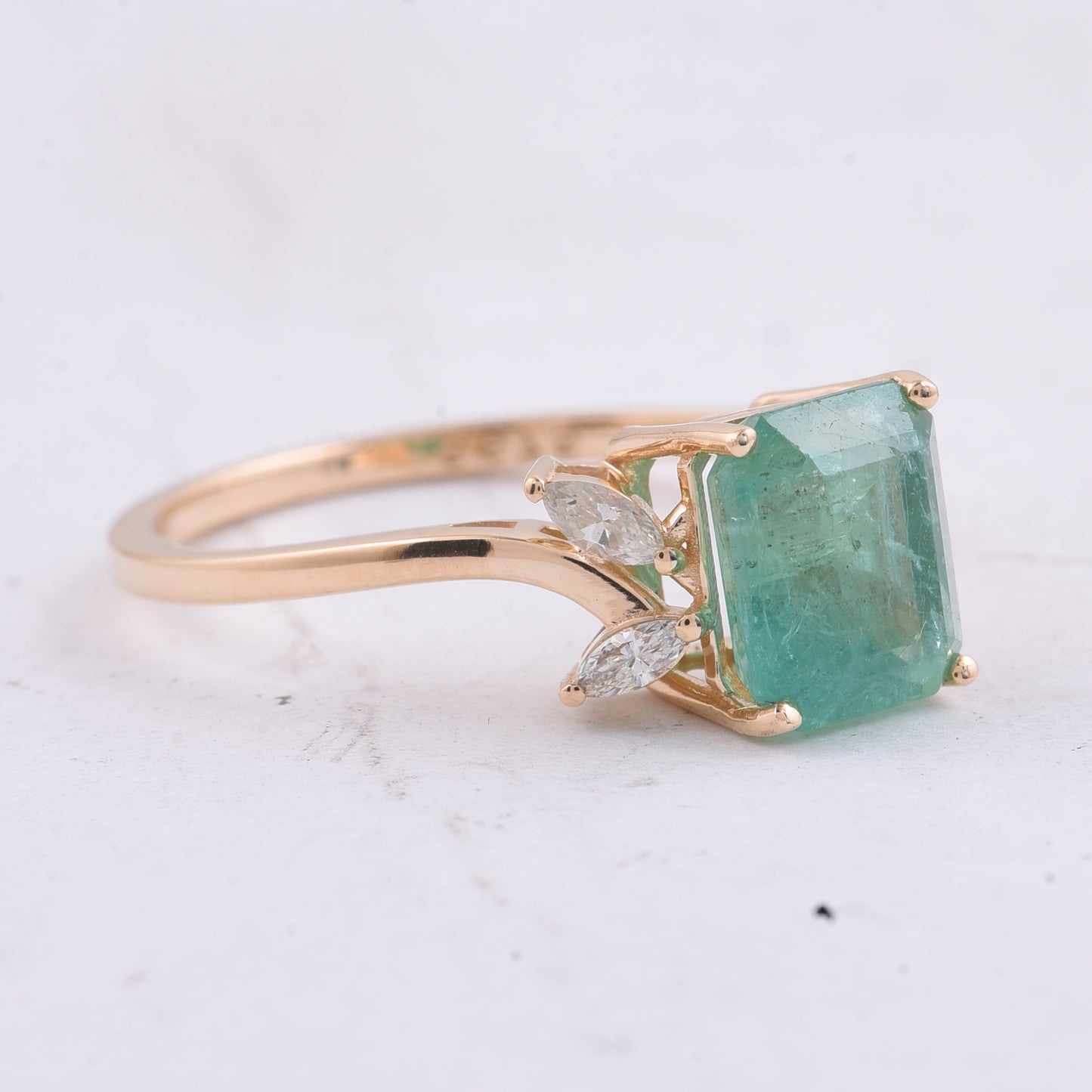 2.26 Ct Octagon Step Cut Natural Emerald 14K Gold Ring