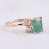 2.26 Ct Octagon Step Cut Natural Emerald 14K Gold Ring