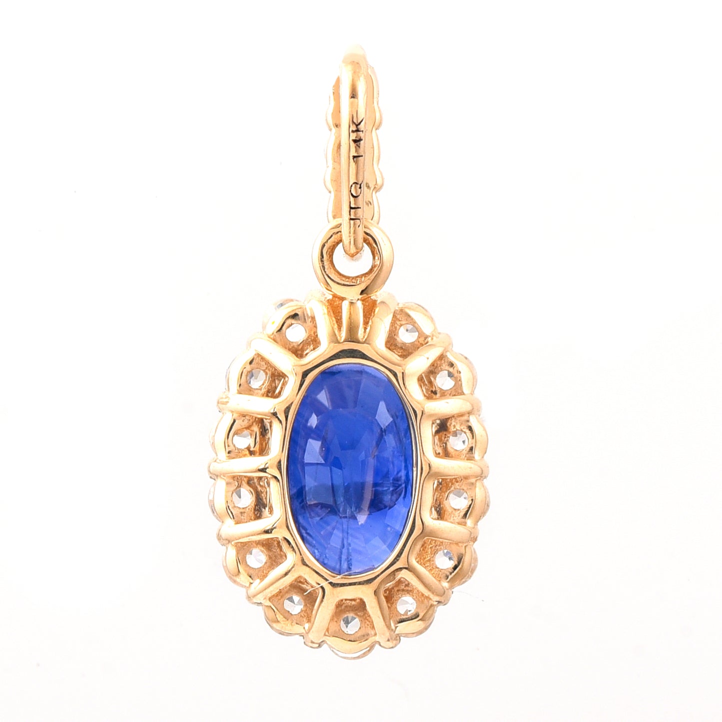 1.75 Ct Oval Mixed Cut Natural Sapphire 14K Gold Pendant