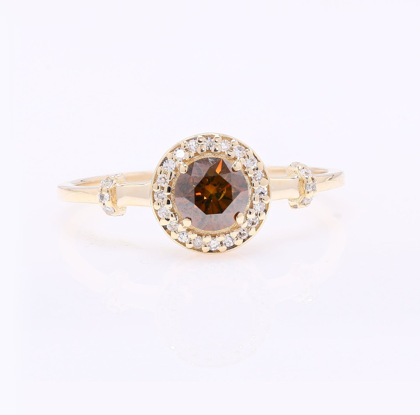 0.53 Ct Round Red Diamond 14K Gold Ring