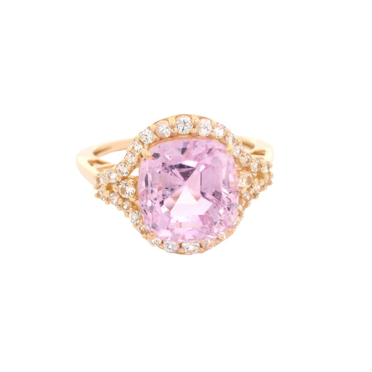 5.67 Ct Cushion Kunzite 14K Gold Ring