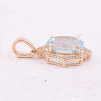 2.33 Ct Oval Mixed Cut Natural Aquamarine 14K Gold Pendant