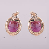 5.22 Ct Oval Ruby 9K Gold Earrings