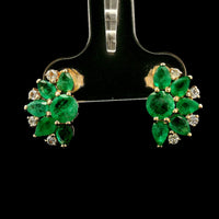 2.31 Ct Round Emerald 14K Gold Earrings