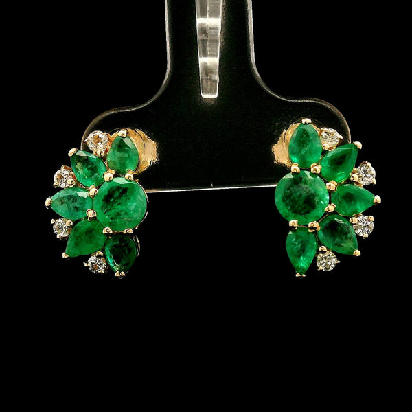 2.31 Ct Round Emerald 14K Gold Earrings