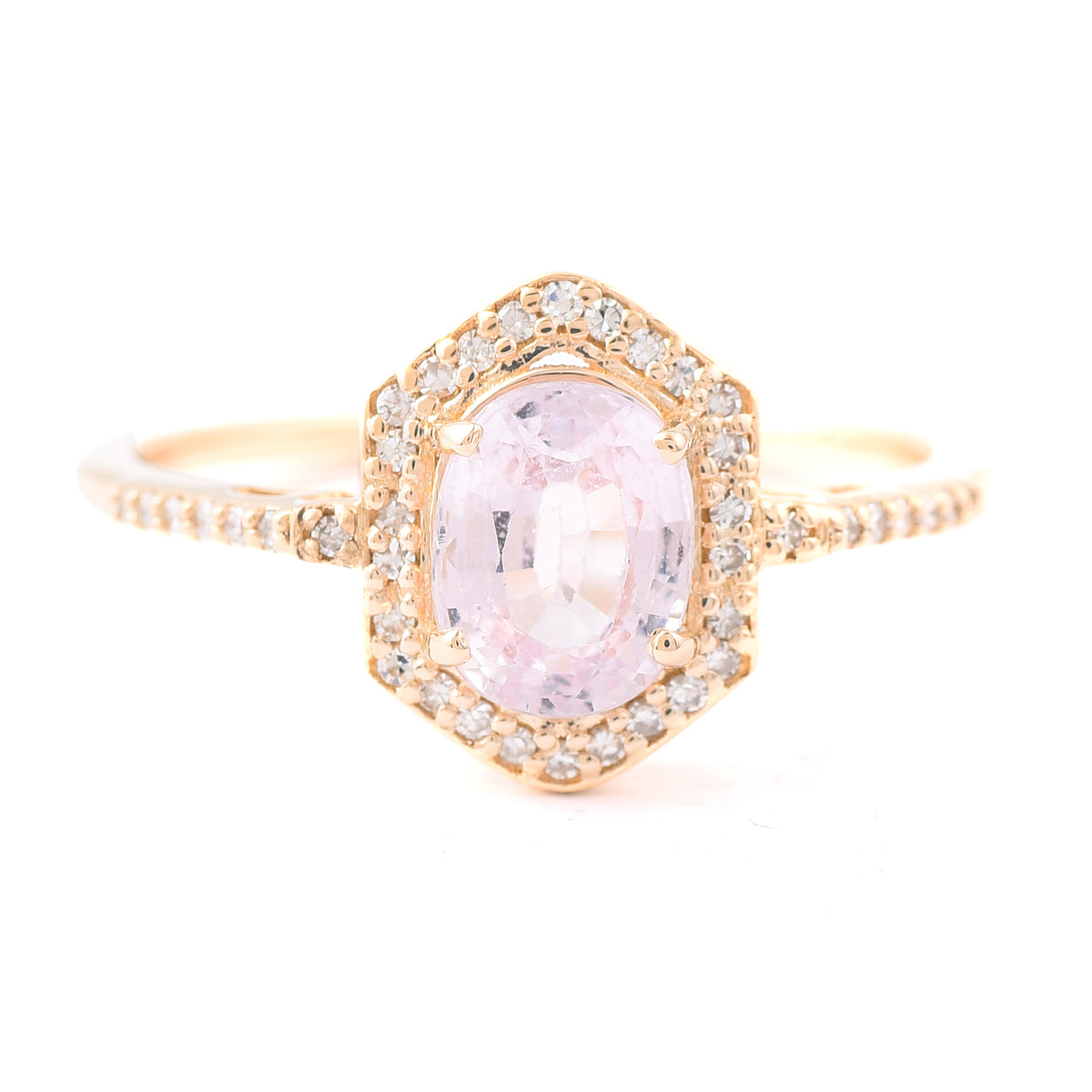 1.49 Ct Oval Mixed Cut Natural Pink Sapphire 14K Gold Ring