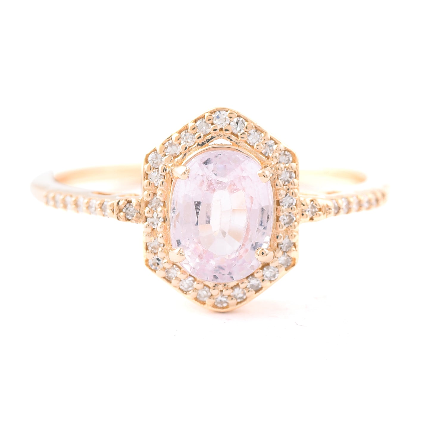1.49 Ct Oval Mixed Cut Natural Pink Sapphire 14K Gold Ring