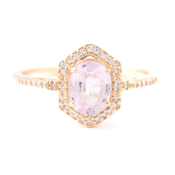 1.49 Ct Oval Mixed Cut Natural Pink Sapphire 14K Gold Ring