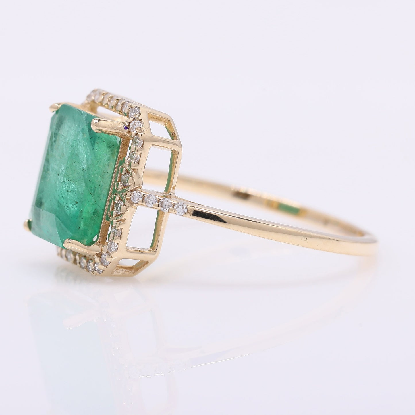 2.72 Ct Octagon Step Cut Natural Emerald 14K Gold Ring