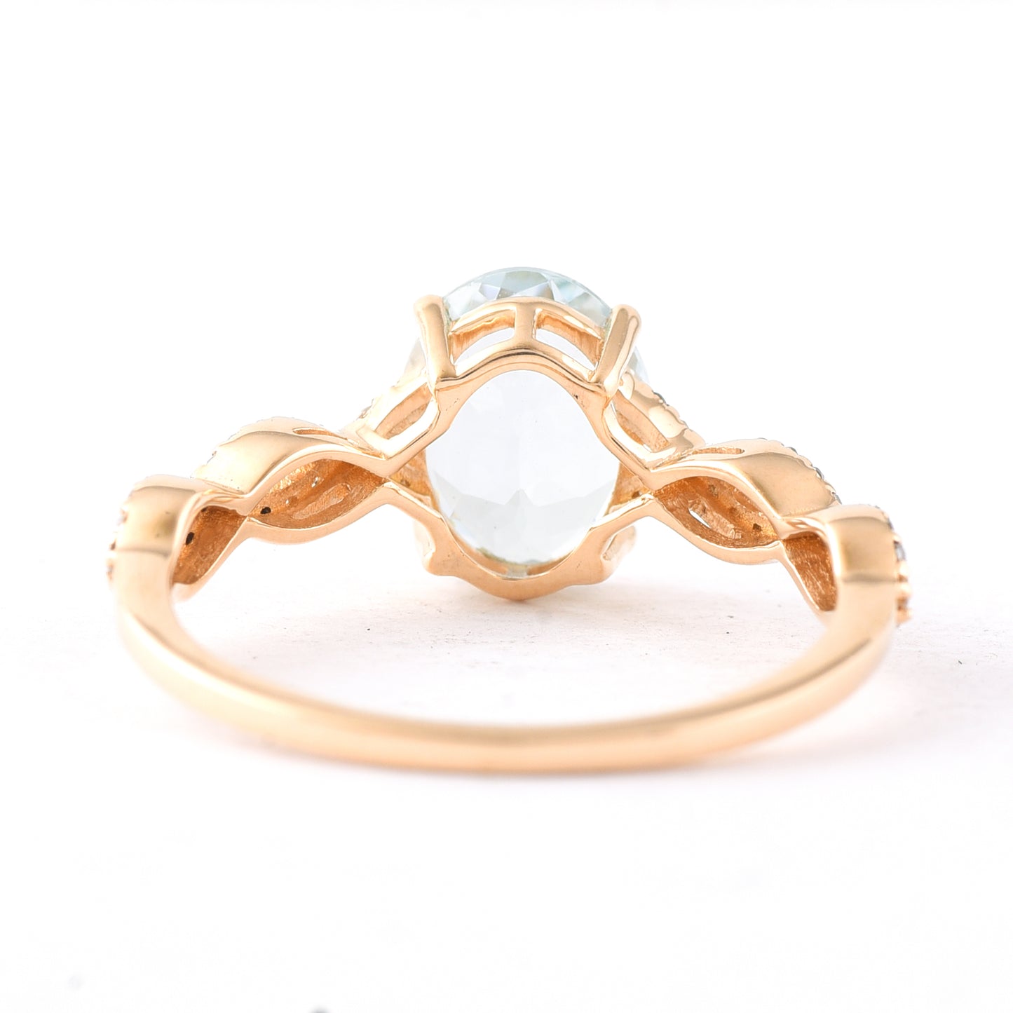 1.43 Ct Oval Mixed Cut Natural Aquamarine 14K Gold Ring