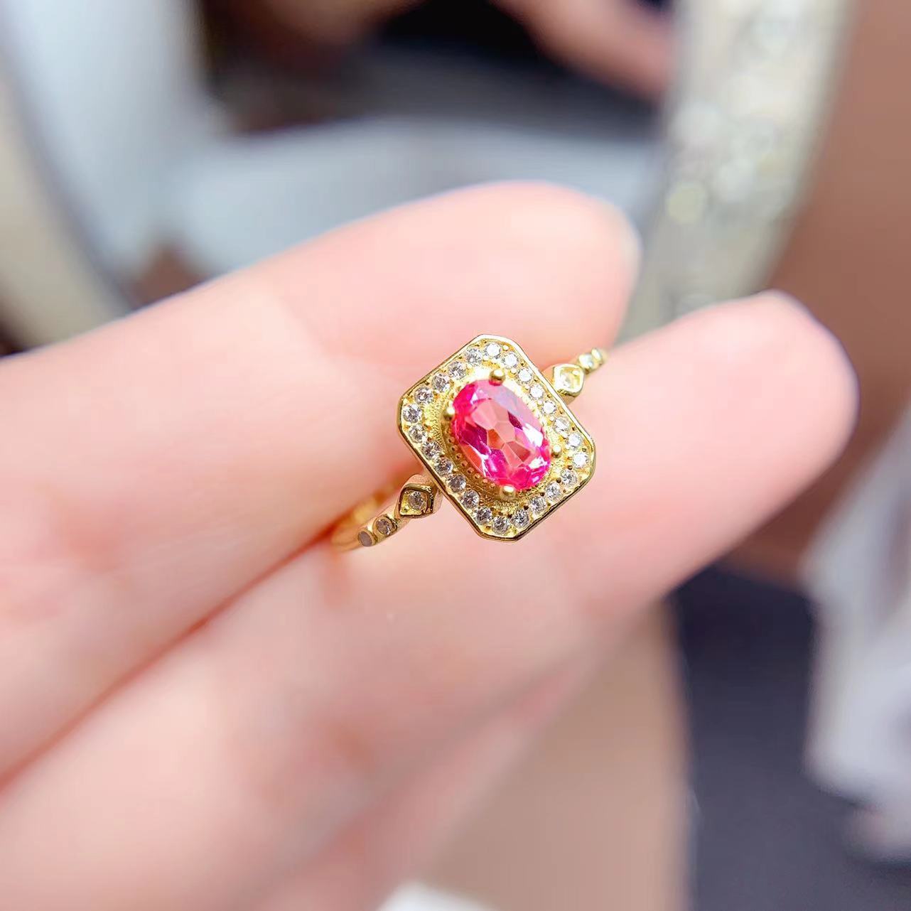 Pink Topaz 925 Sterling Silver Ring