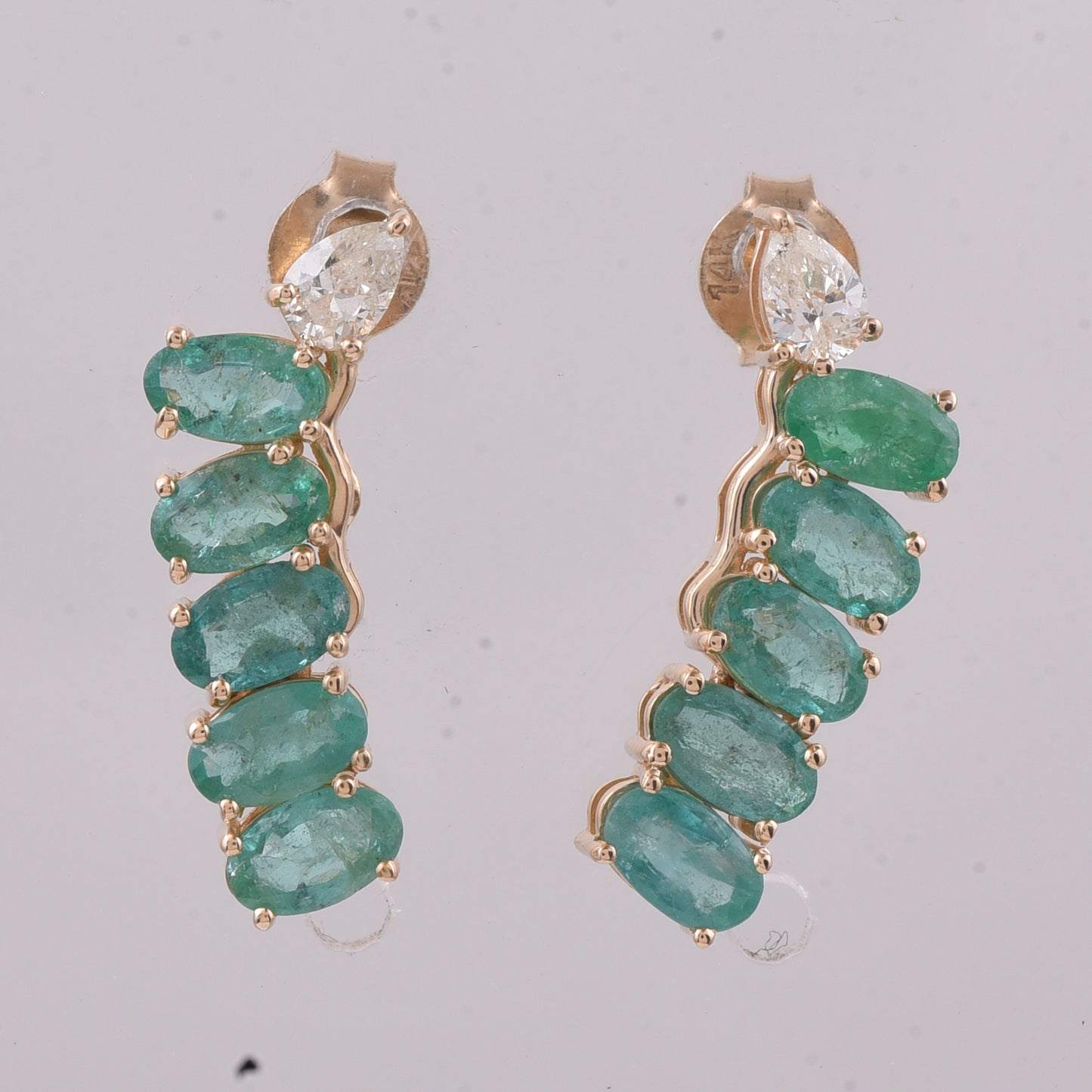 2.45 Ct Oval Natural Emerald 14K Gold Earrings