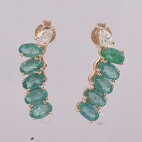 2.45 Ct Oval Natural Emerald 14K Gold Earrings