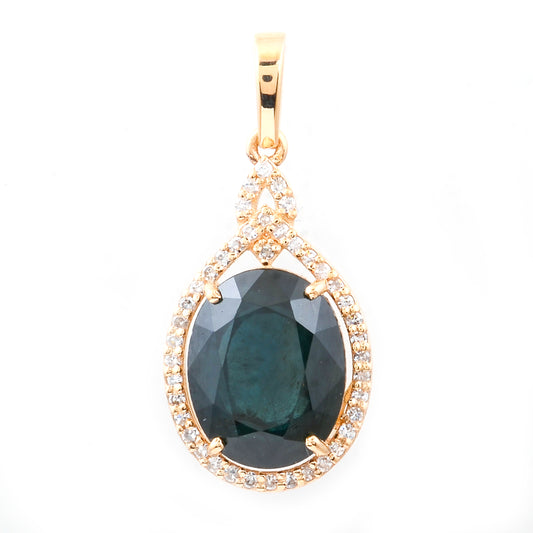 4.70 Ct Oval Natural Sapphire 14K Gold Pendant