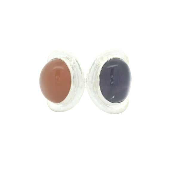 13.70 Ct Amethyst, Moonstone 925 Sterling Silver Ring